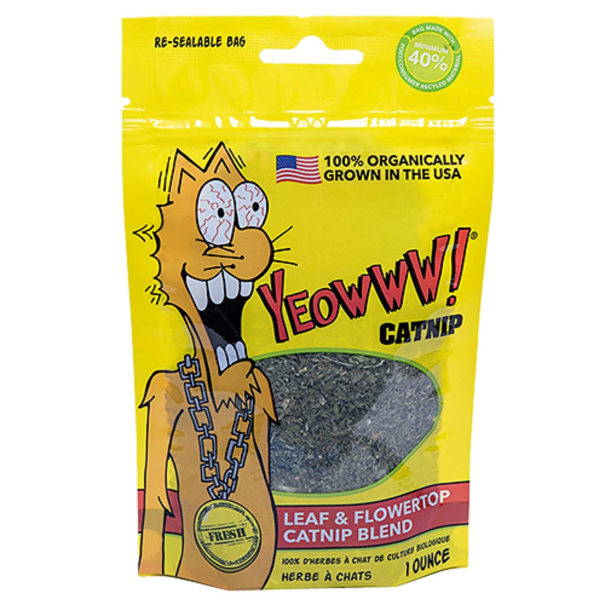 Yeowww! Bolsas de hierba para gatos de 1 onza, aroma intenso para juego y estimulación felina.
