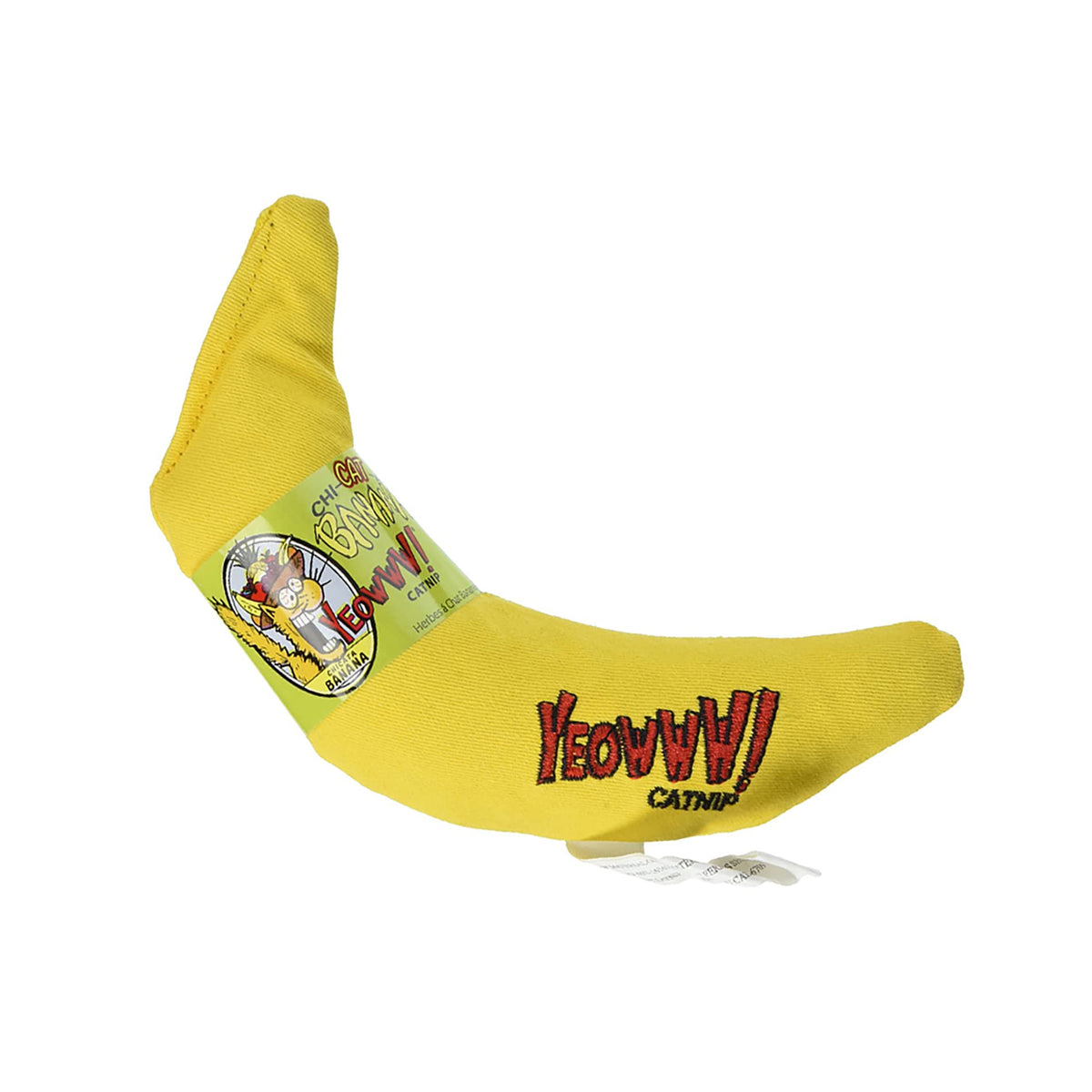 Yeowww! Juguete banano de hierba gatera para gatos, aroma intenso y juego activo.