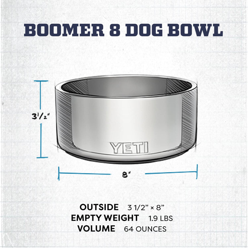 Tazón YETI Boomer con acero inoxidable 18-8, resistente a golpes y manchas.