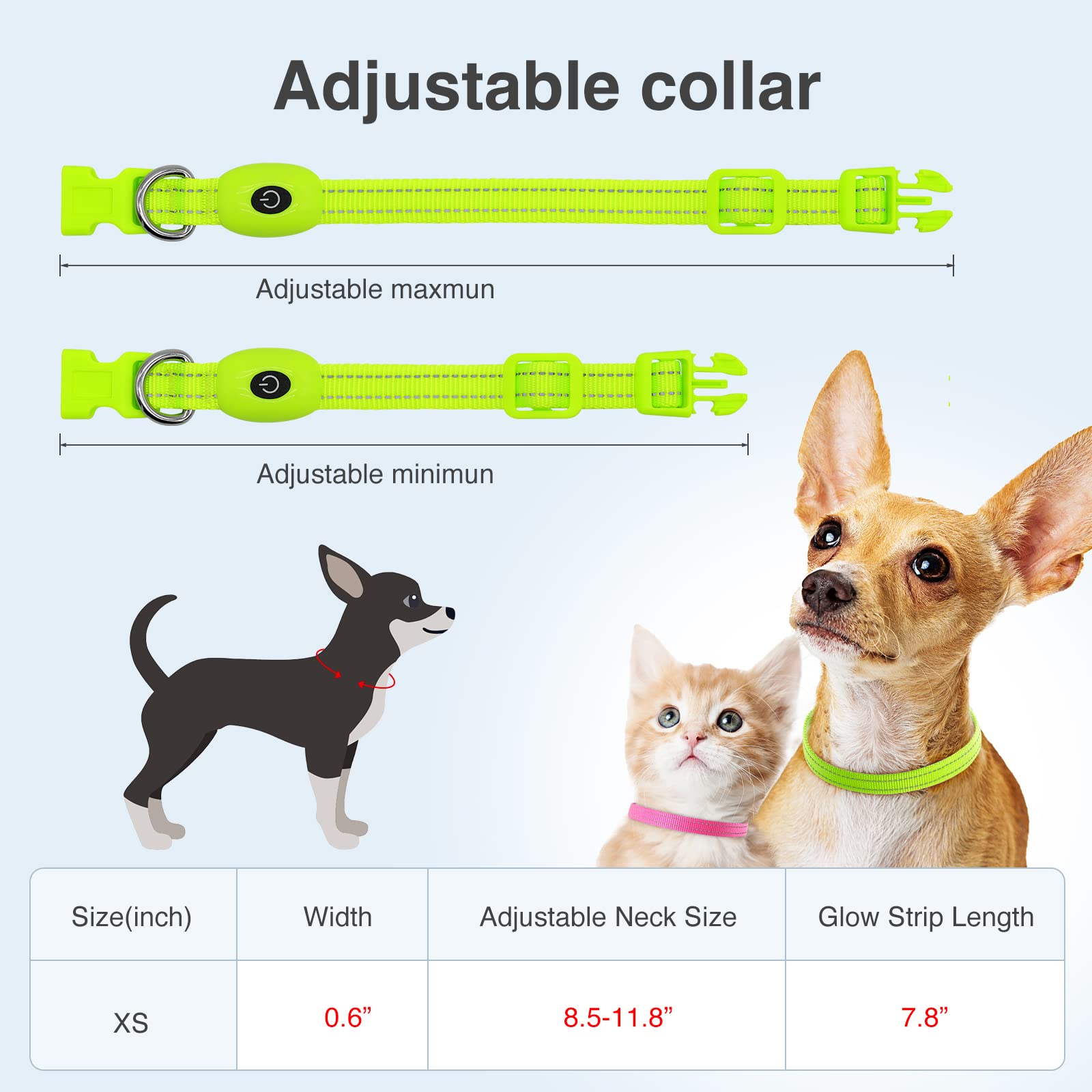 Versión para gatos con recarga USB del collar LED YFbrite