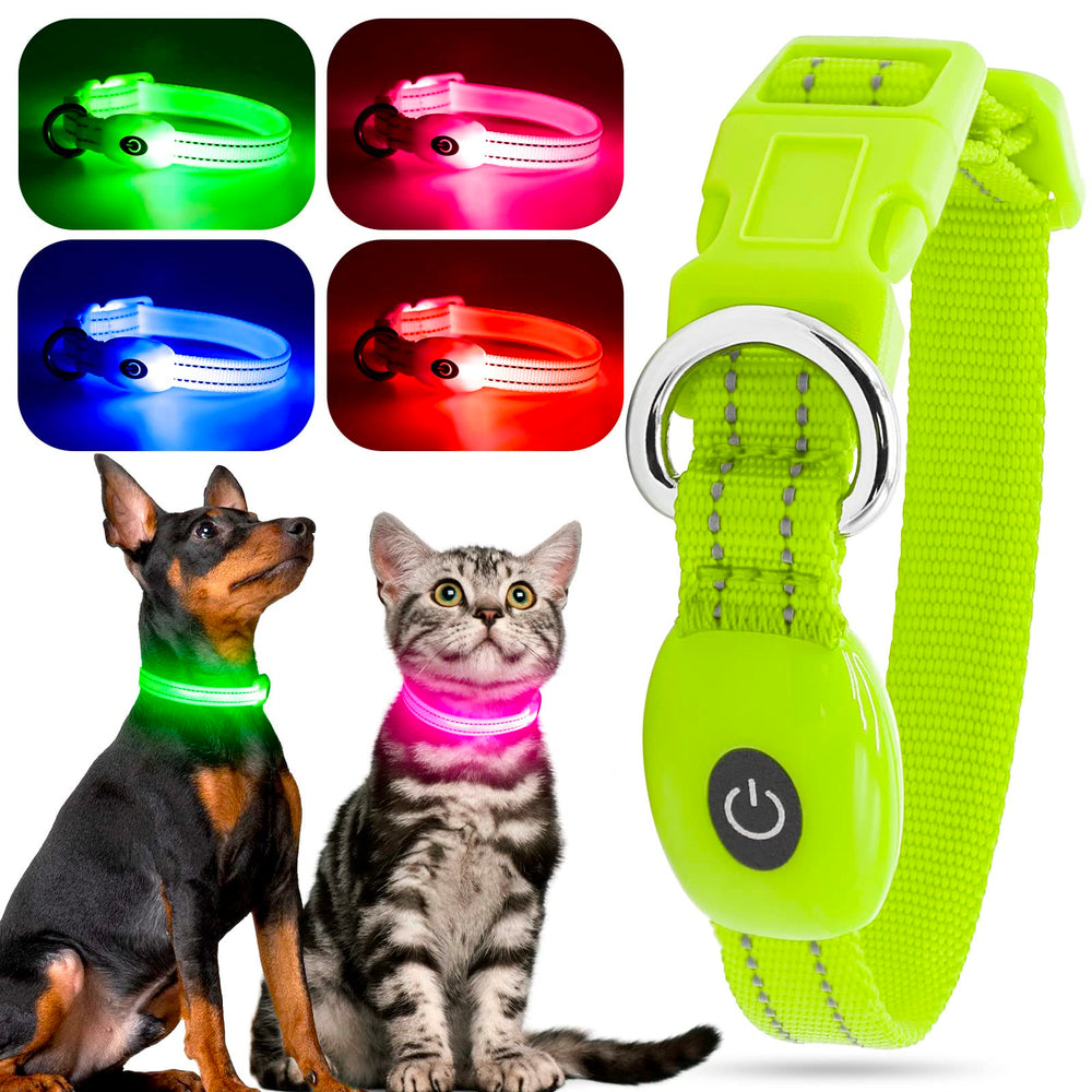 Collar LED YFbrite para perros visto de frente con luz visible