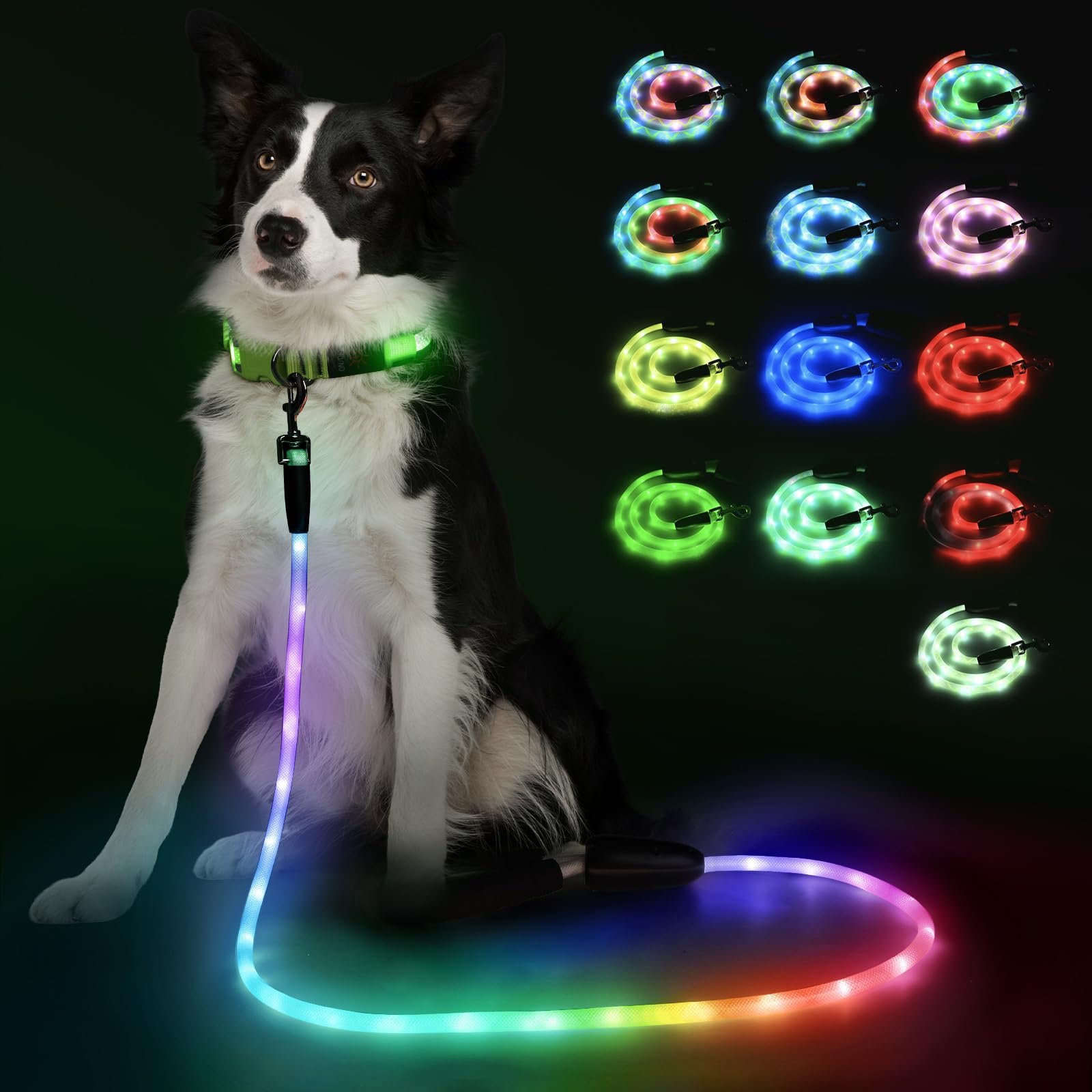 YFbrite correa luminosa para perros 6 pies, mayor visibilidad en paseos nocturnos