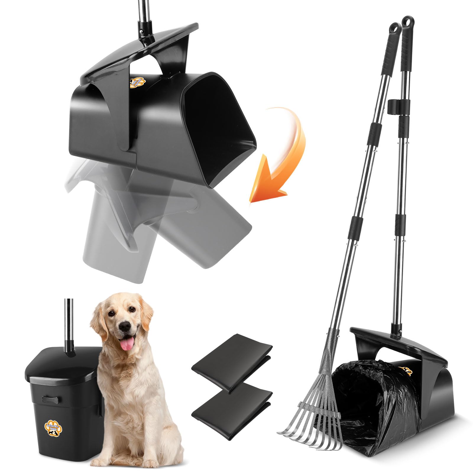 YGNNXRN recogedor de heces para perros grandes con cubo giratorio, uso práctico.