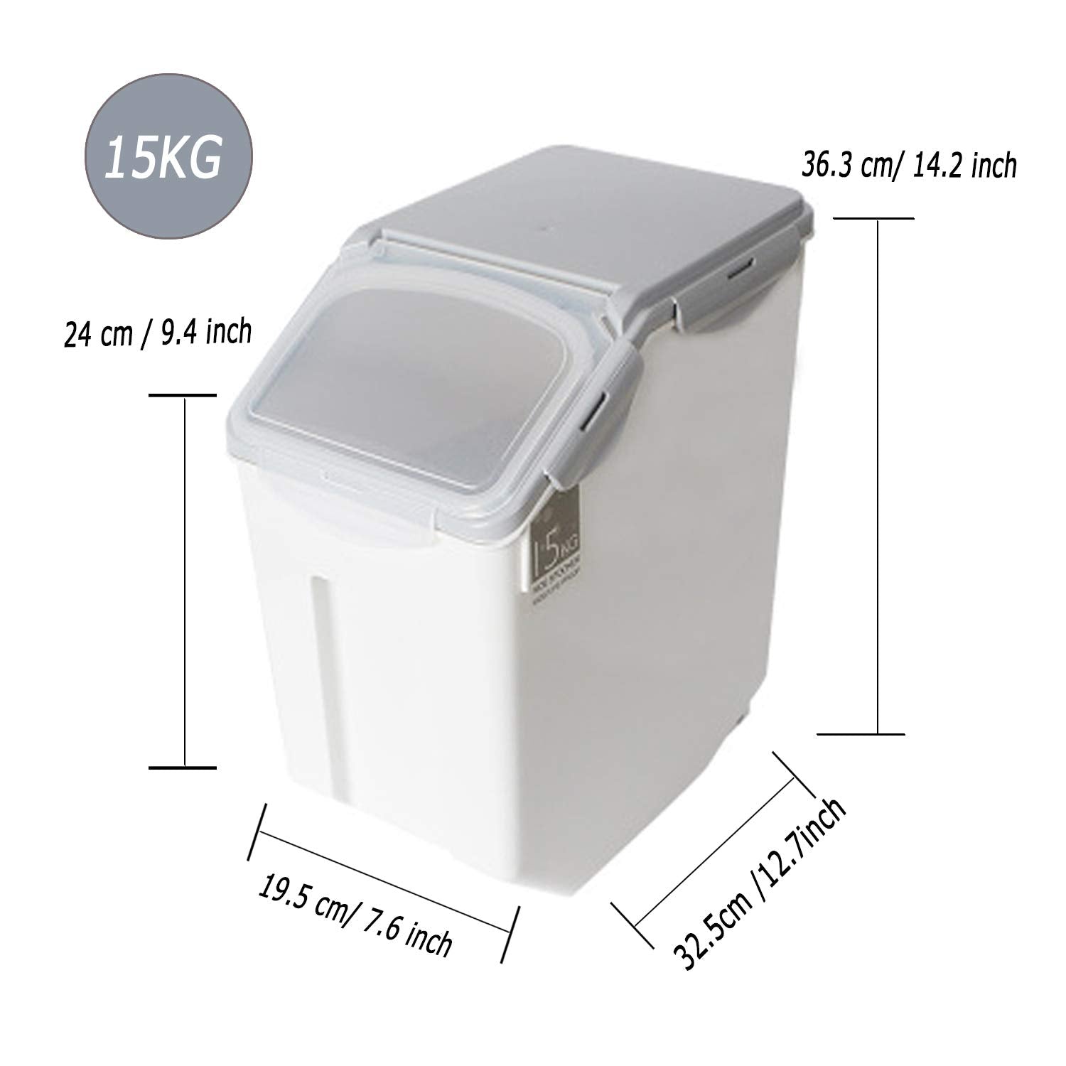 Yi Ran contenedores de 15L con tapa transparente para ver la cantidad sin abrir
