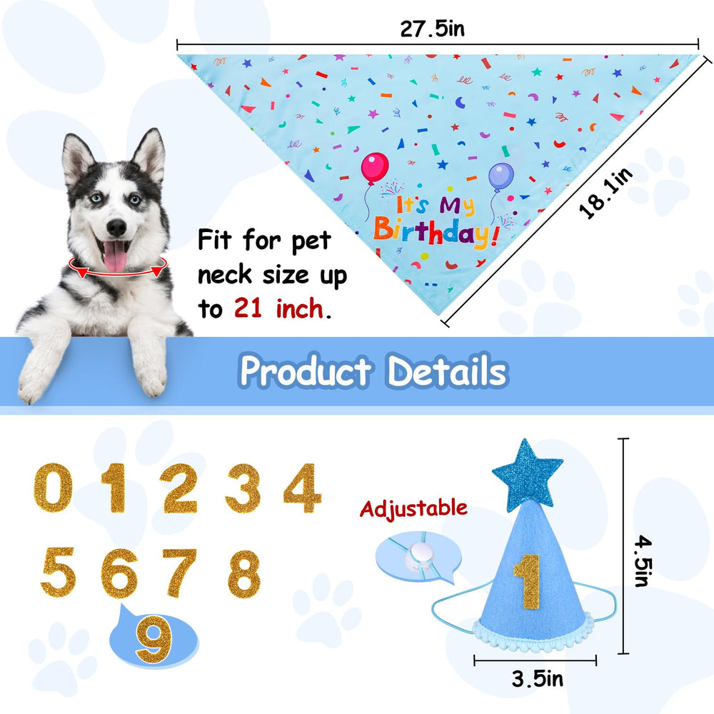 Bandana de cumpleaños de Yicostar para perro, doble cara, perfecta para sesiones