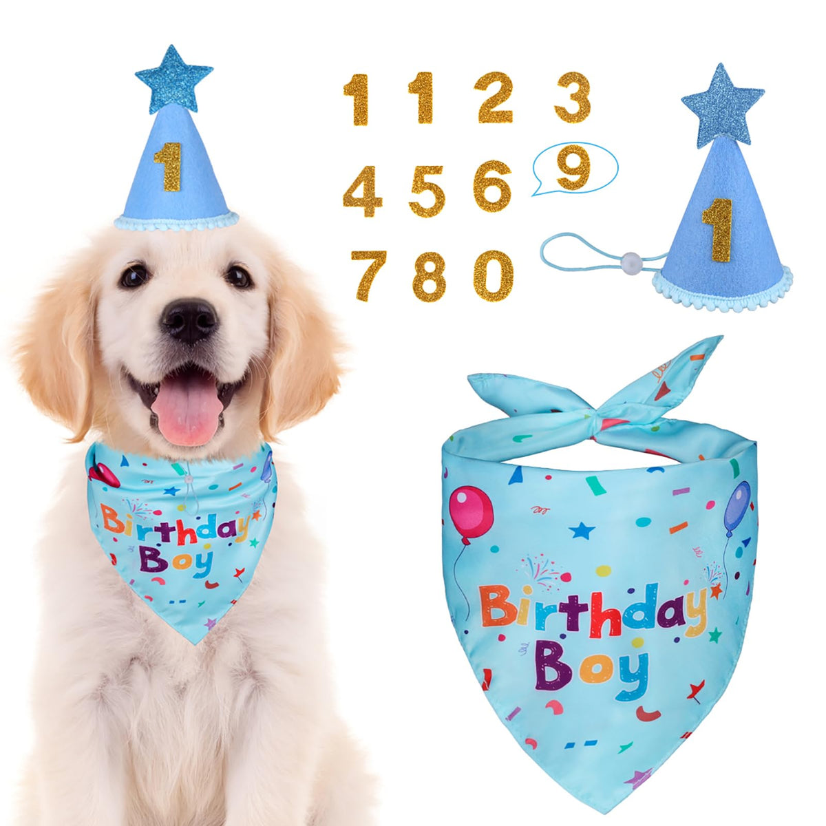 Bandana de cumpleaños para perros Yicostar, suave algodón, ideal para sesión de fotos.