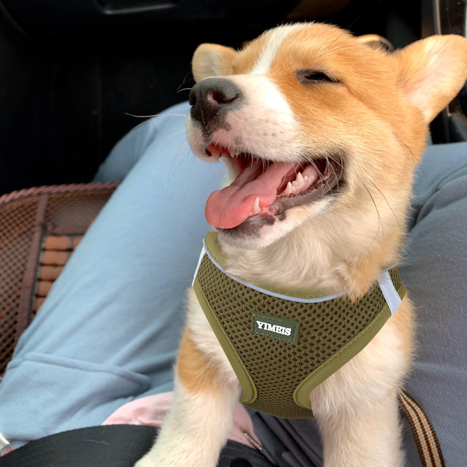 Arnés YIMEIS Army Green para perros pequeños; comodidad y visibilidad nocturna.