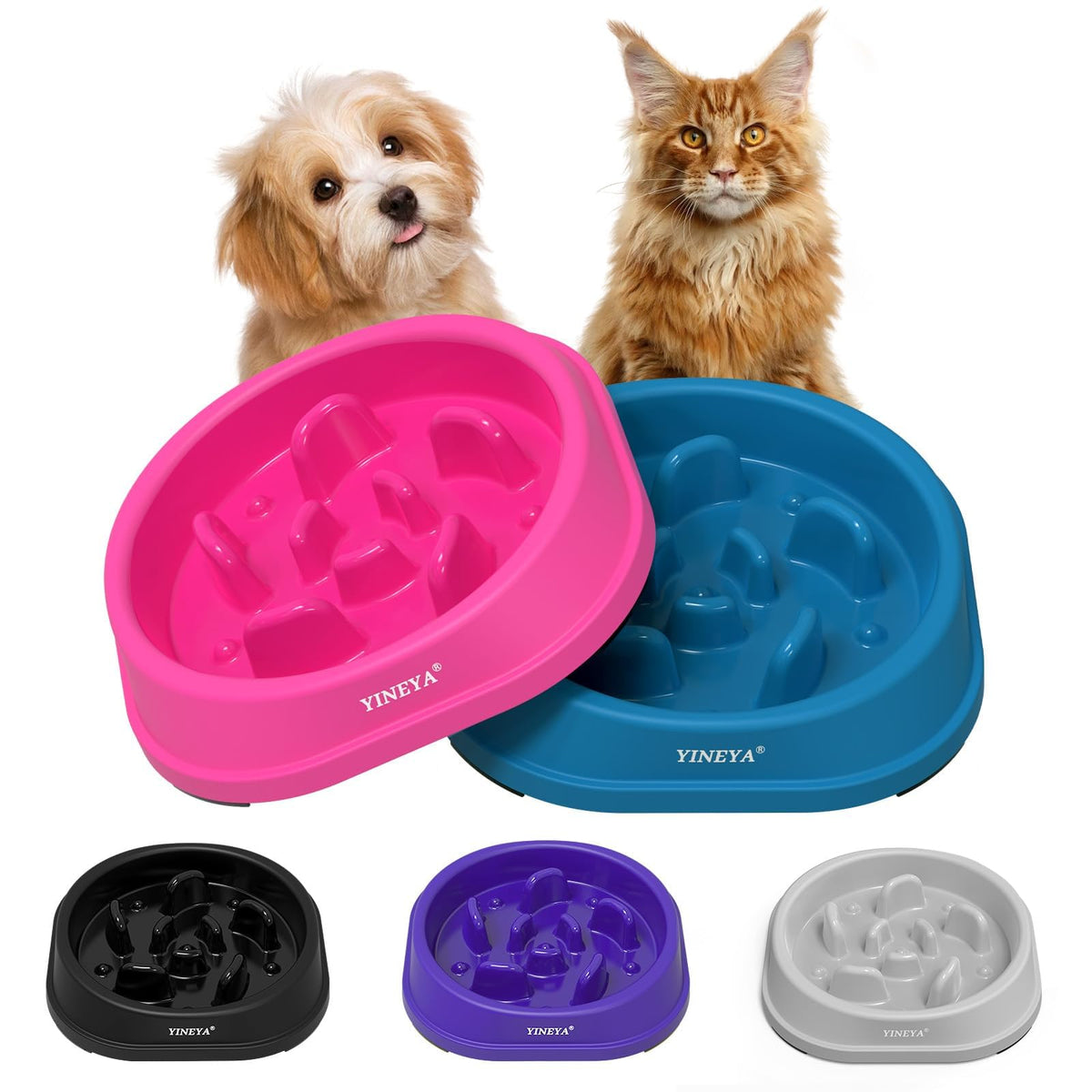 Cuenco lento YINEYA para perro pequeño, vista superior para comer despacio