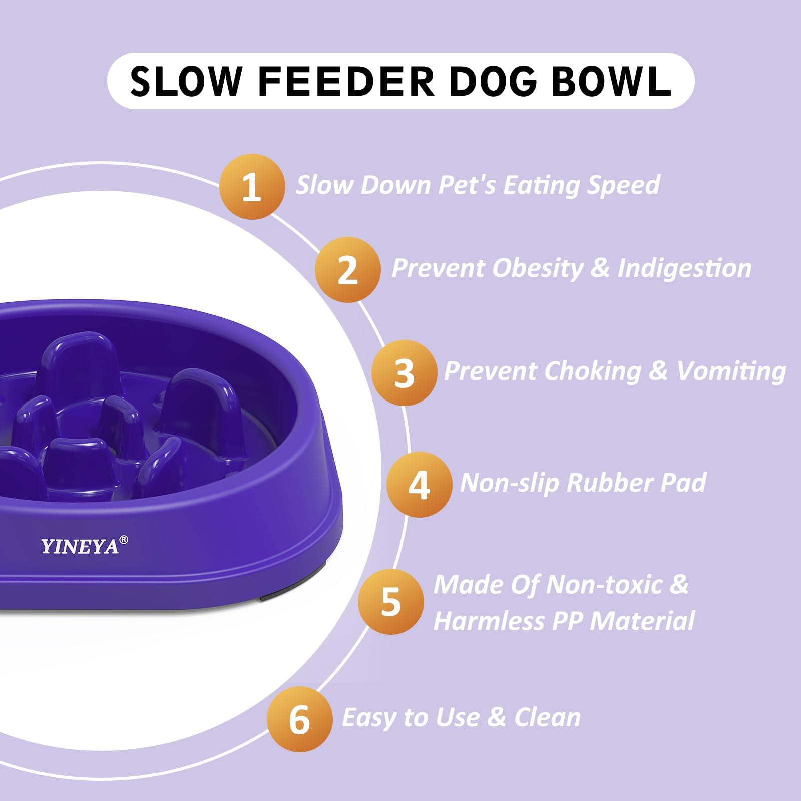 YINEYA tazón lento, diseño laberinto, primer plano para comer despacio
