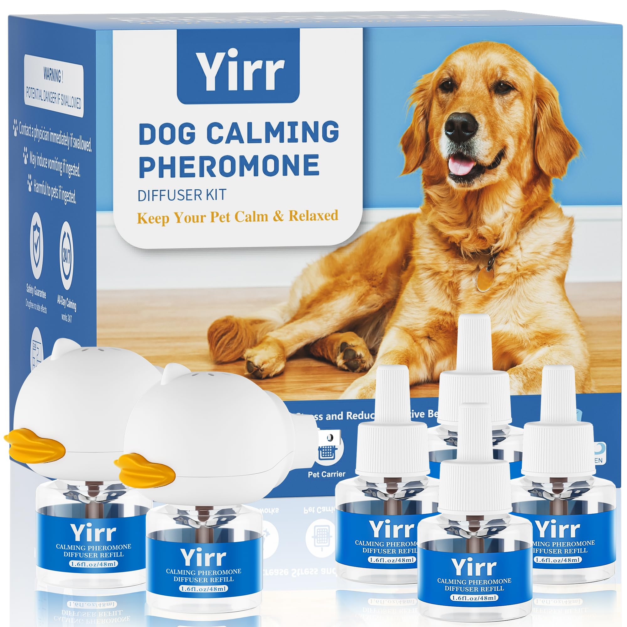 Difusor Yirr para perros en enchufe promueve calma en casa.