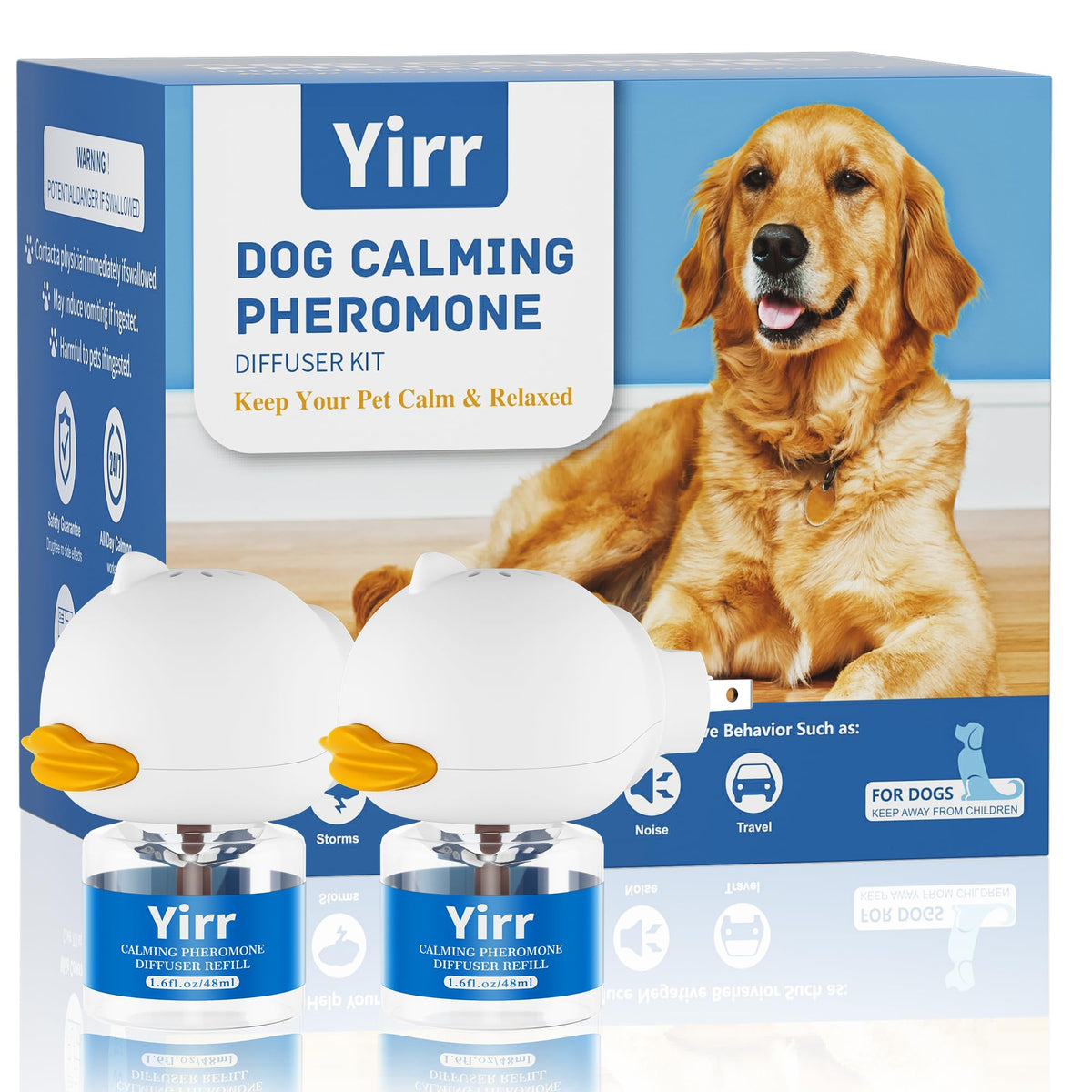 Difusor Yirr para perros en casa promueve relajación.