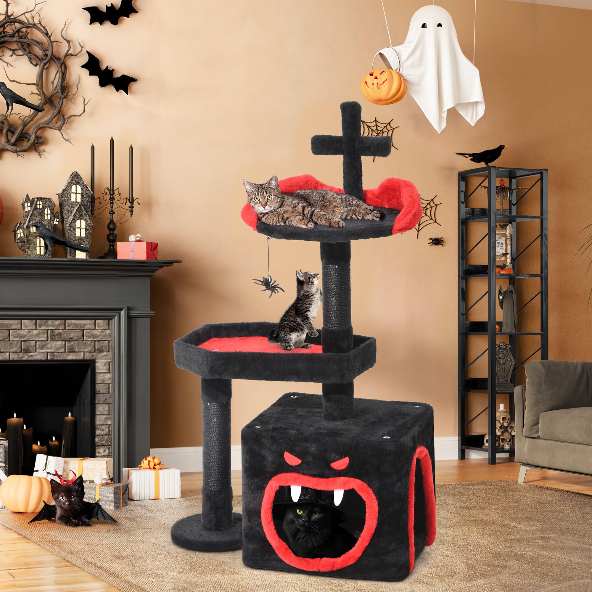 YITAHOME arbol gotico plataforma suave: plataformas acolchadas para trepar y relajarse.