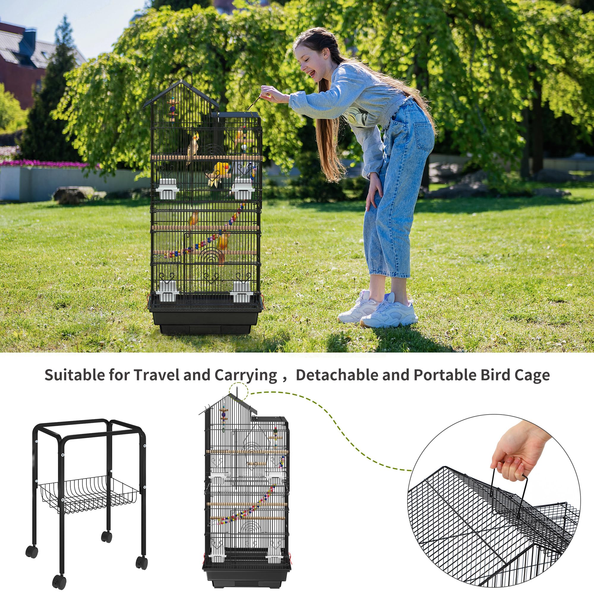Jaula YITAHOME con mango superior para transporte cómodo.