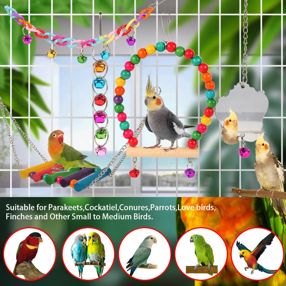 Campanitas colgantes YIXUND, estimulación sonora y visual para aves curiosas