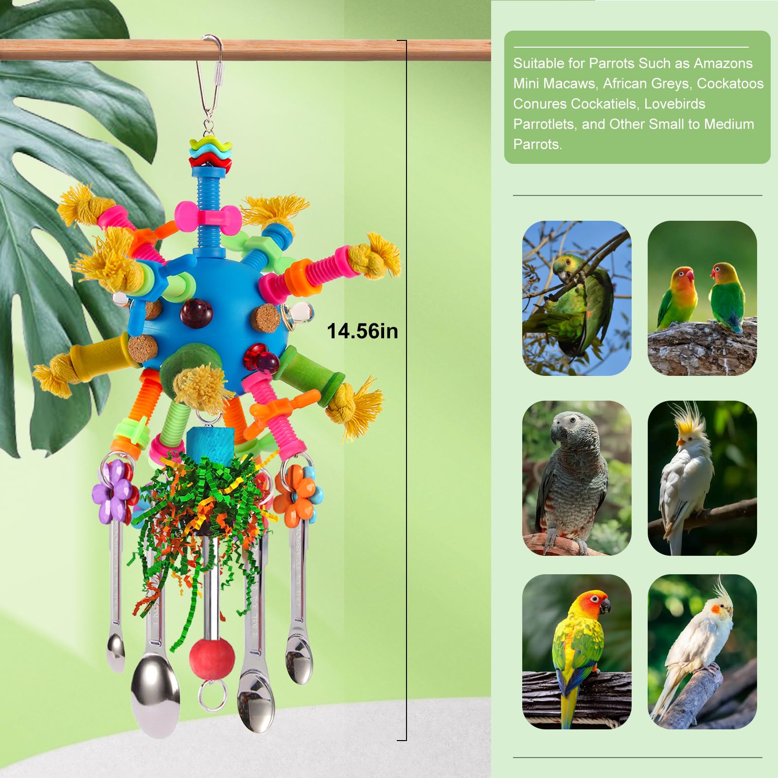 Juguetes YIXUND para aves: papel crujiente para forrajeo y exploración
