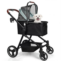 Coche plegable para perros con marco de aluminio ligero.