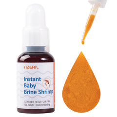 Yizeril alimento de artemia instantáneo en bote, listo para alimentar alevinos.