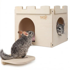 Casa castillo YKD para chinchilla con varias puertas, ideal para explorar y descansar