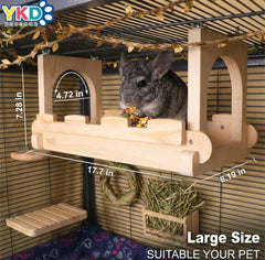 YKD plataforma-madera-habitat-pequenos-animales: ofrece superficie estable para descansar y ejercitarse