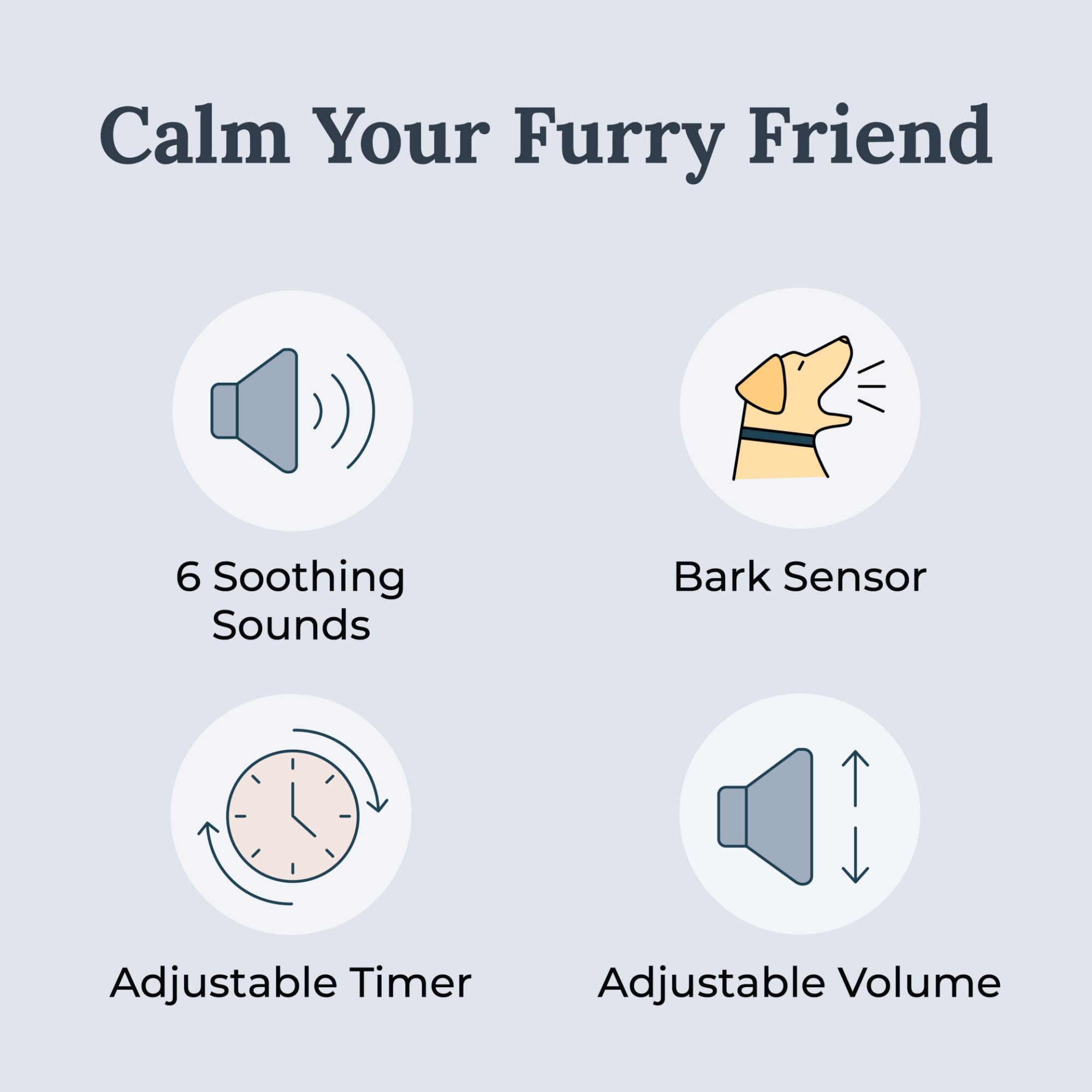 Yogasleep Pawzz sensor de ladridos integrado para calmar mascotas.