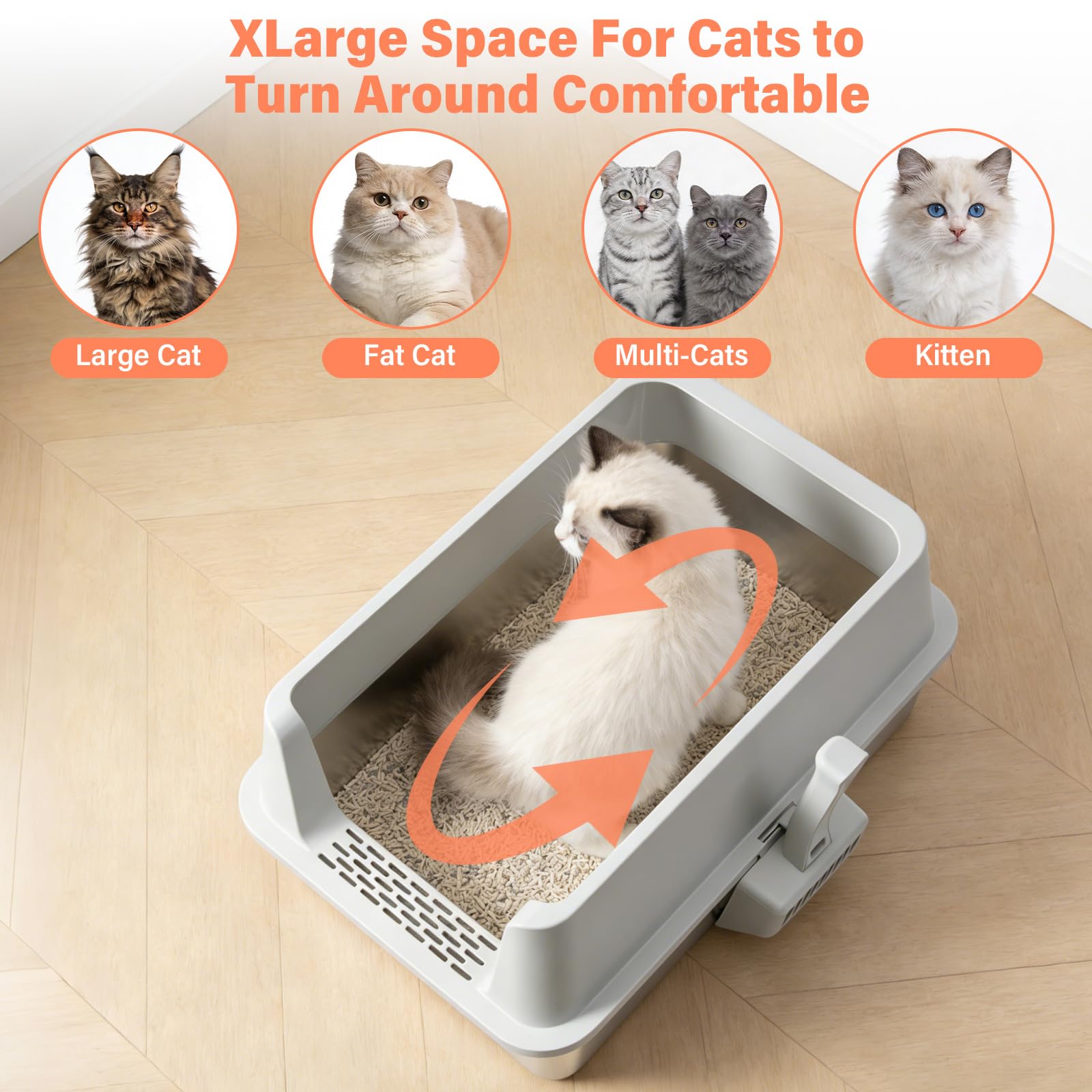 Interior amplio de la caja Yollber ideal para gatos grandes.