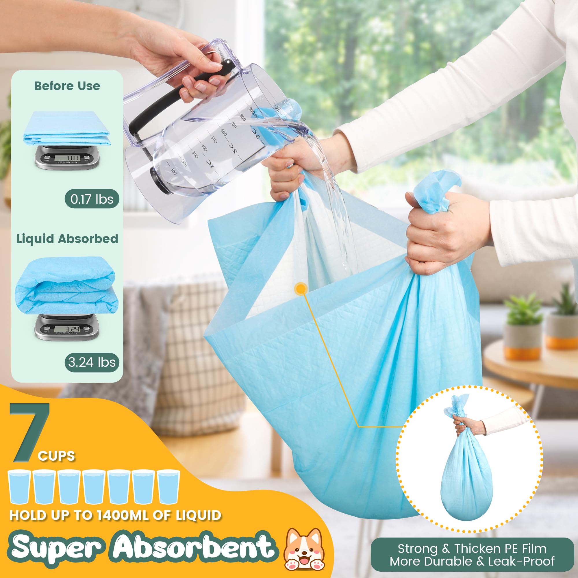 YOPETKI almohadilla perro absorbente súper para mayor absorción de líquidos.