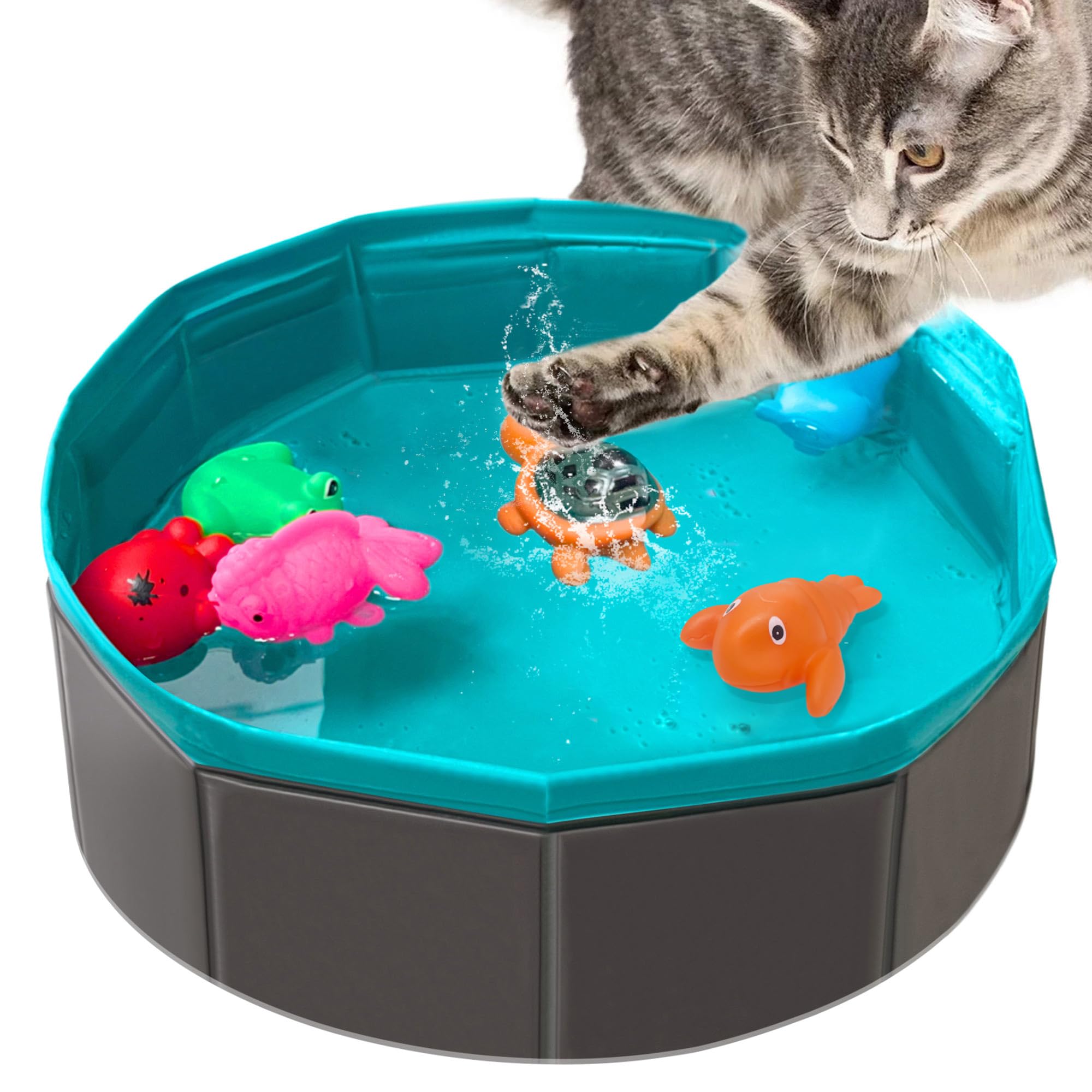 Yopetox piscina para gatos: entretenimiento acuático seguro para felinos curiosos.