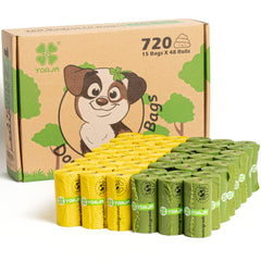 YORJA bolsas para excrementos de perro, rollos 720, a prueba de fugas para paseos limpios.