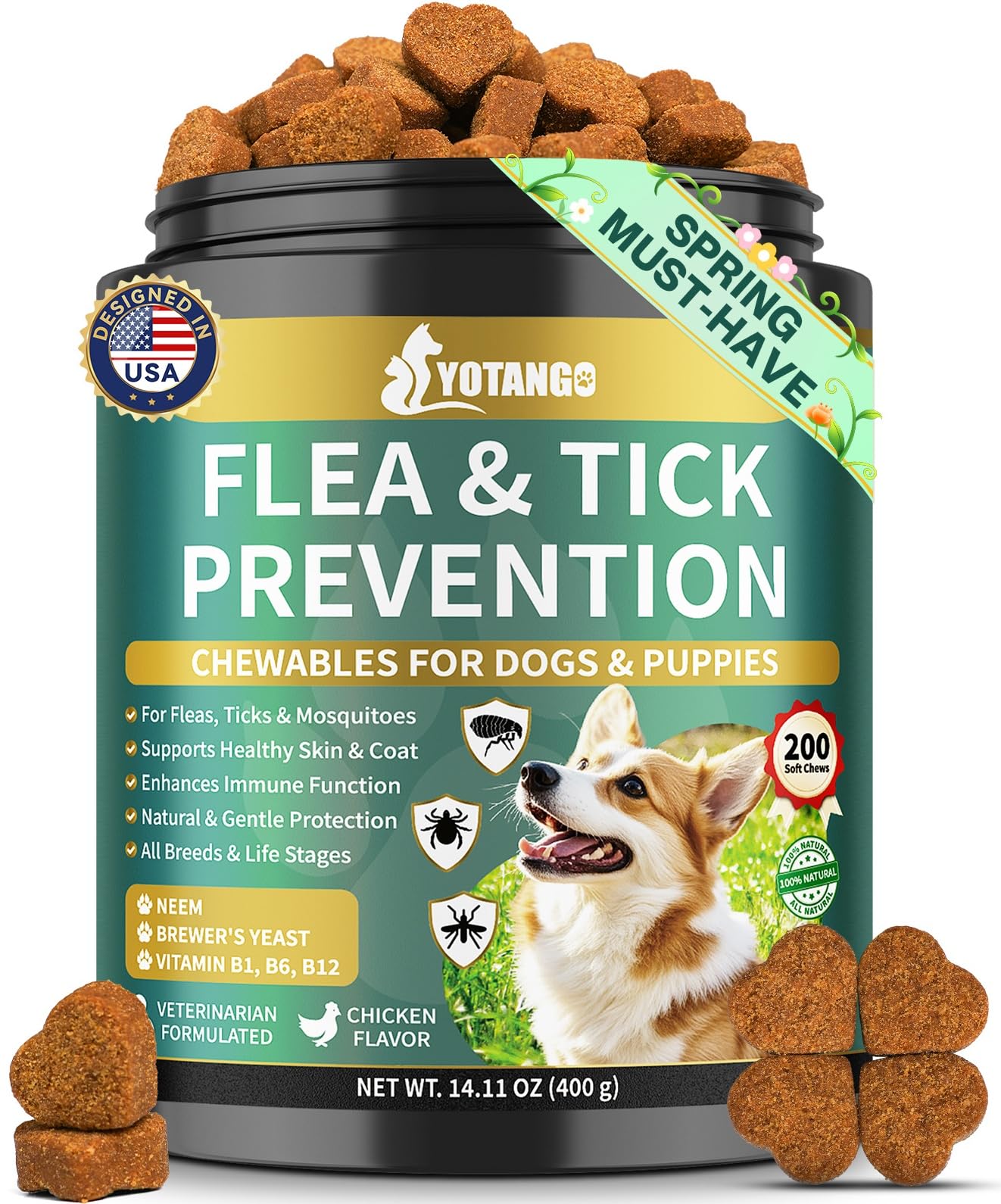 YOTANGO: bote de masticables para prevención natural de garrapatas en perros