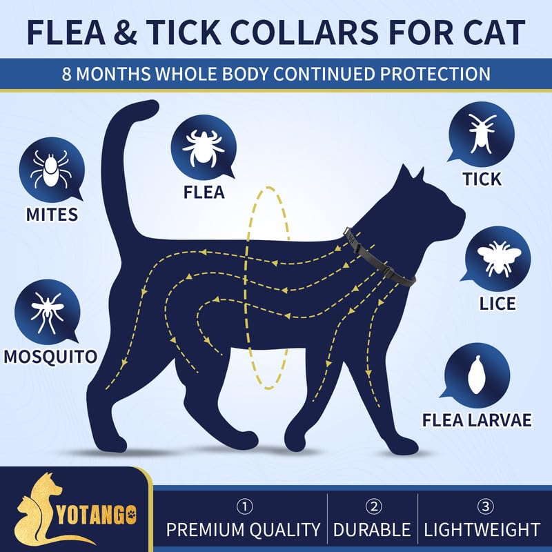 YOTANGO collar antipulgas 8 meses de protección para gatos
