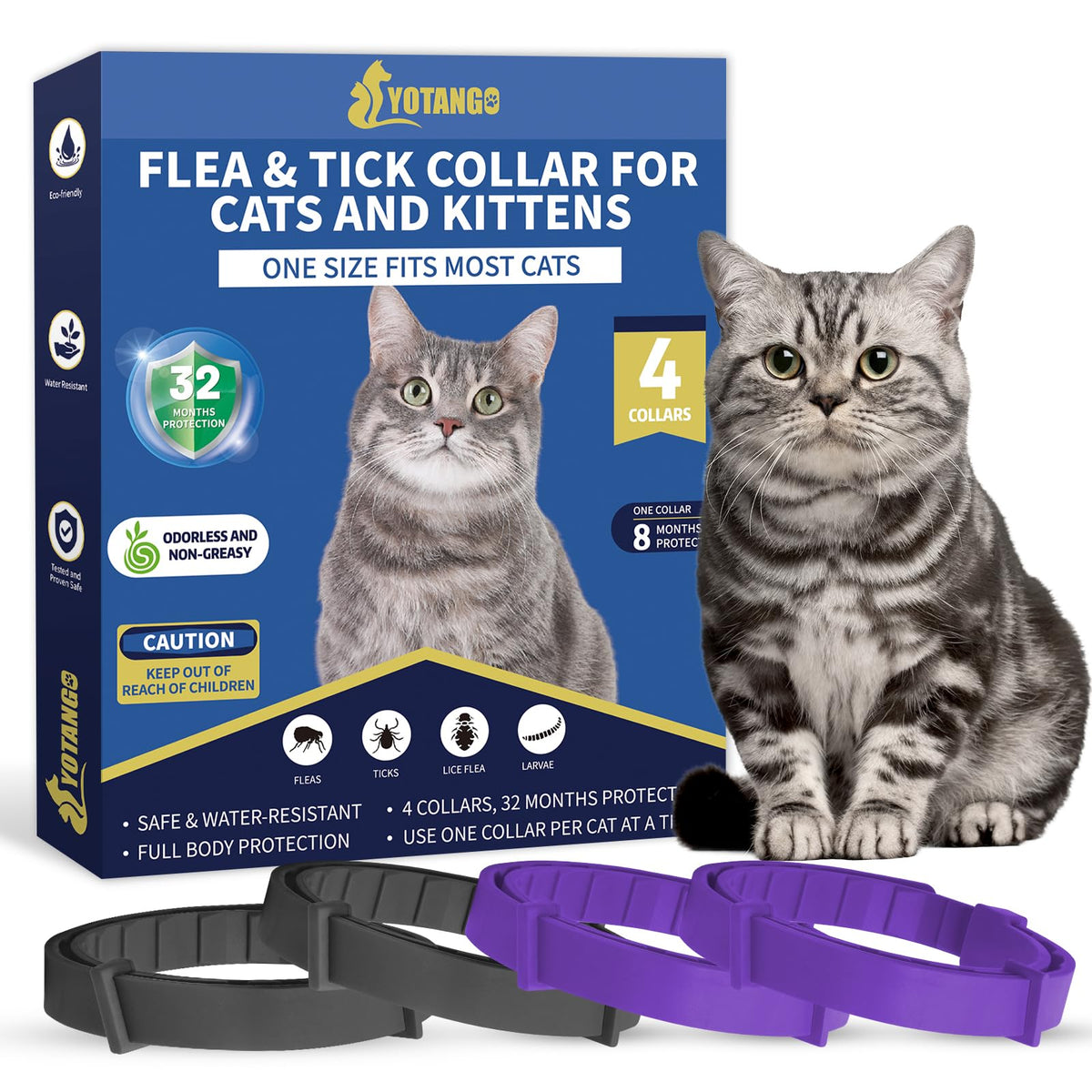 Collar antipulgas YOTANGO para gatos con ajuste cómodo y seguro