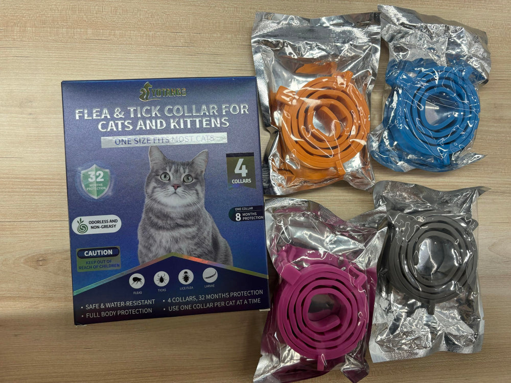 Collar YOTANGO para gatos, control de garrapatas y confort seguro.