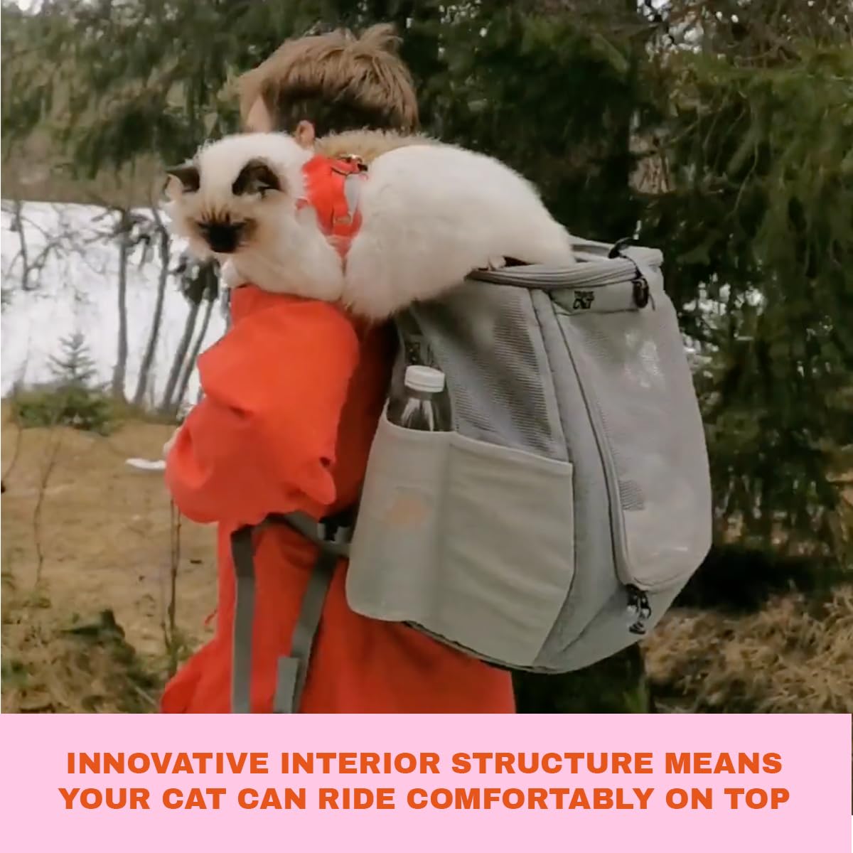 Your Cat Backpack, compartimento de agua para mantenerse hidratado en la ruta