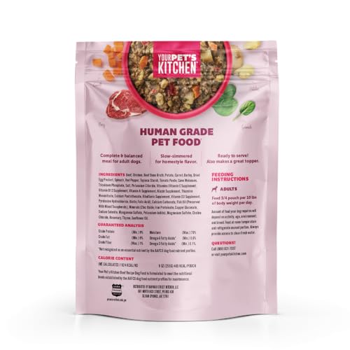 Your Pet's Kitchen carne real como primer ingrediente, con vegetales visibles.
