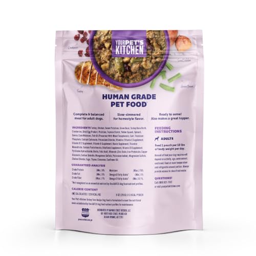 Your Pet's Kitchen Turkey Fare: vegetales visibles para sabor natural.