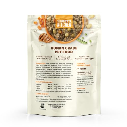 YOUR PET'S KITCHEN verduras visibles en el guiso, sabor natural.