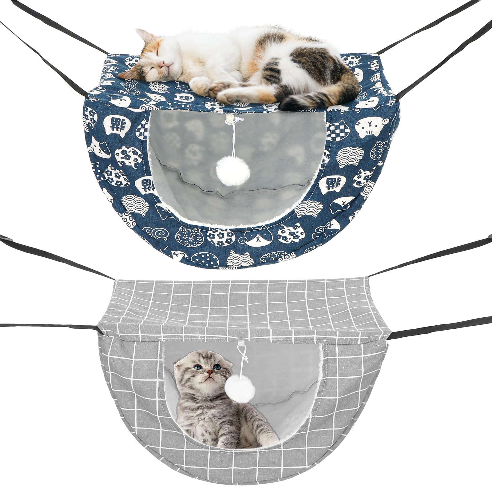 Cama colgante Yuanan para gato, doble capa, descanso seguro cerca de la ventana.