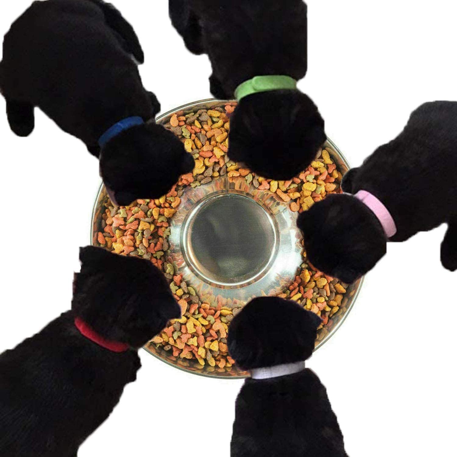 Comedero YUDANSI para gatos con diámetro amplio, permite alimentación simultánea sin desorden.