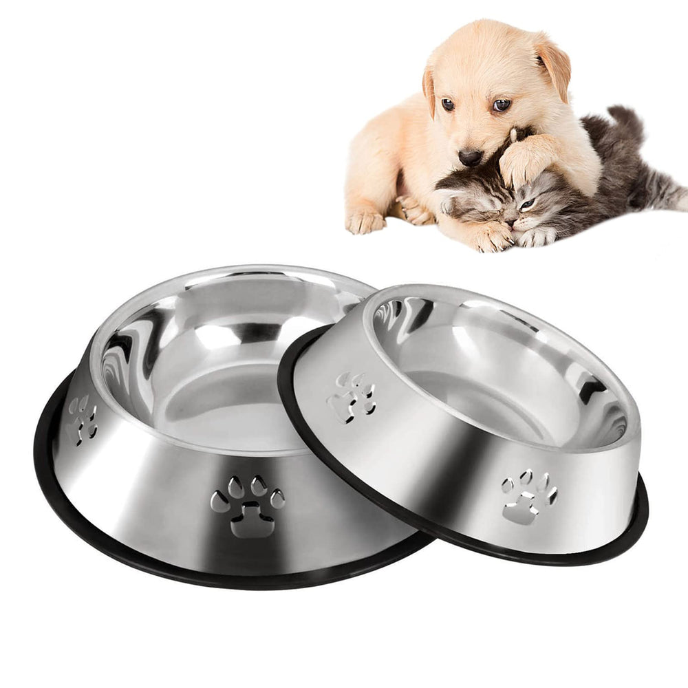 YUDANSI dos cuencos para mascotas en acero inoxidable, ideal para alimentar a gatos y perros.