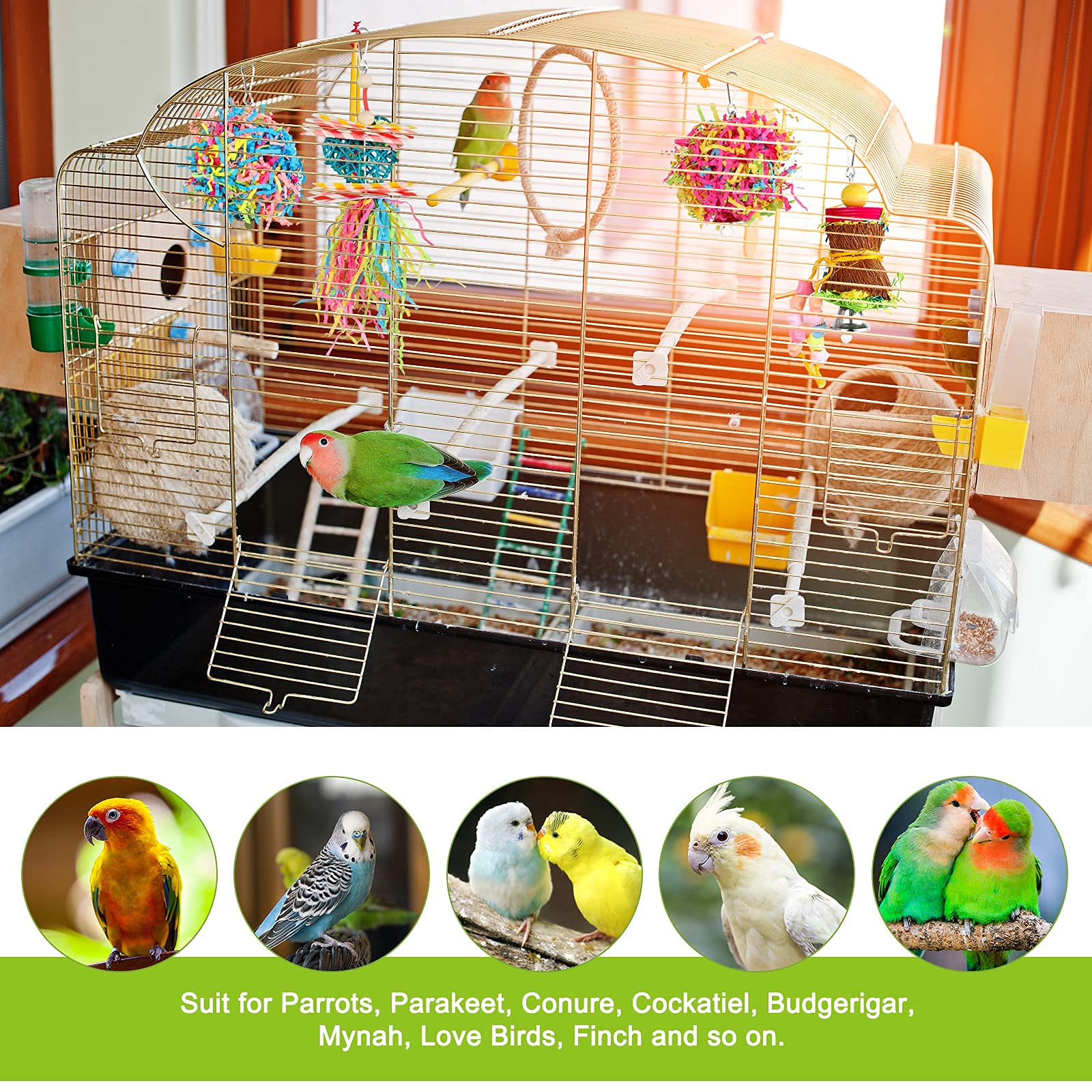 Juguete YUEPET con múltiples texturas para aves pequeñas y ejercicio mental.