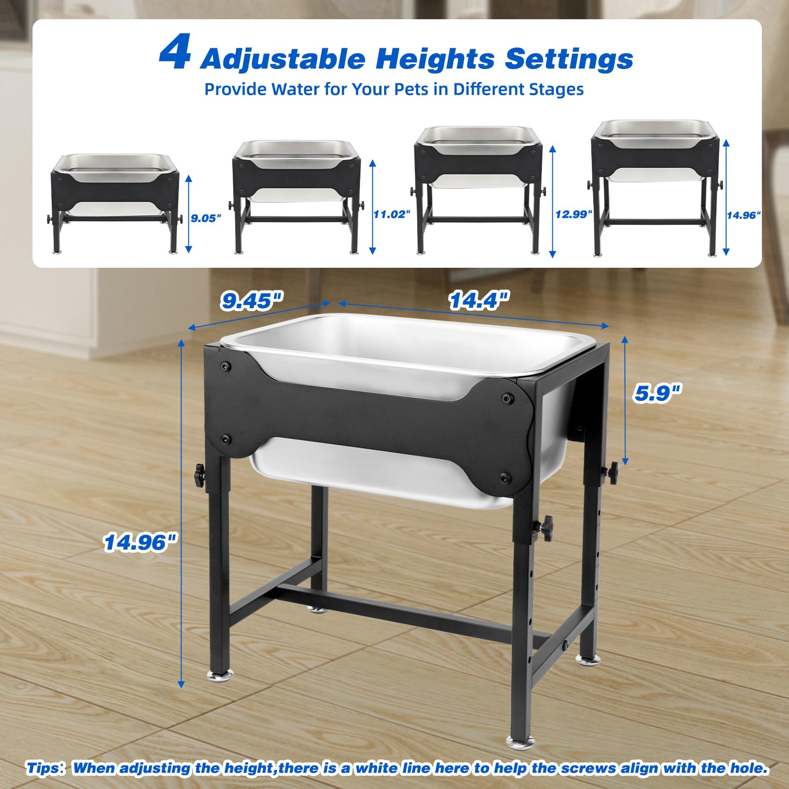 soporte metálico ajustable YUEPET para 4 alturas, confort para todas las razas.