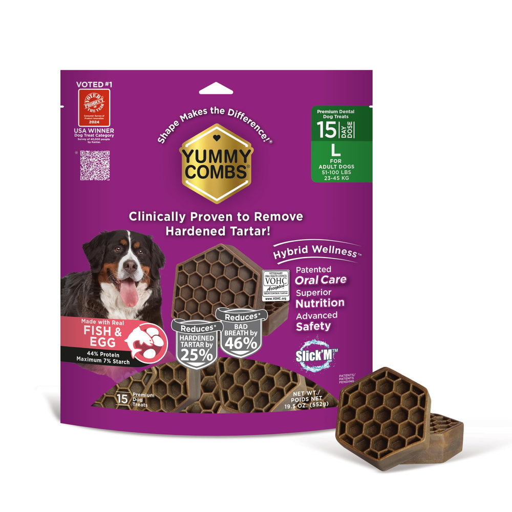 Golosinas Yummy Combs panales para limpieza dental diaria de tu perro.
