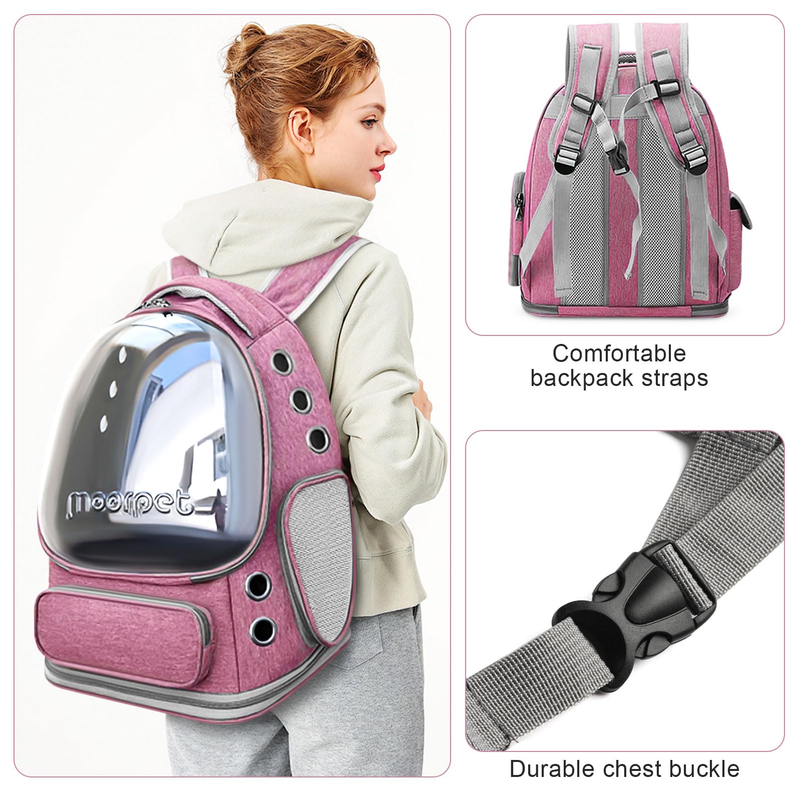 YUNLINLI Gato Mochila Correas Acolchadas para transporte cómodo.