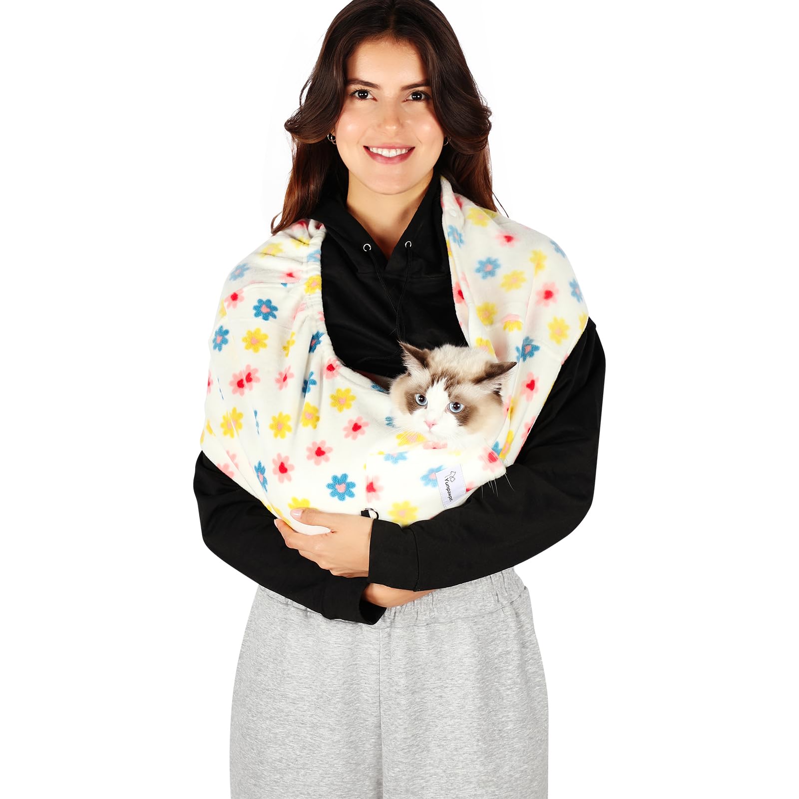 Yunpawpet bandolera sin manos para gatos y perros pequeños, comodidad cercana