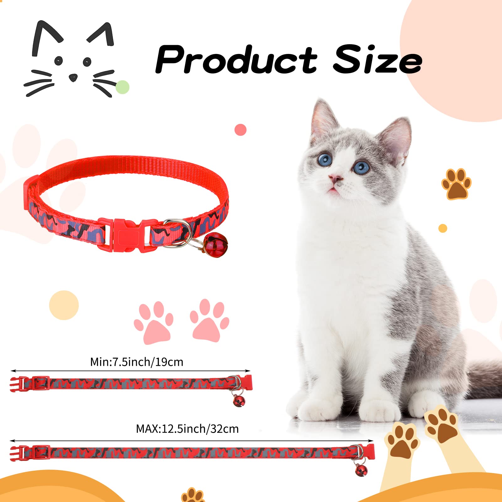 Collar Yunsailing ajustable de 7 a 12 pulgadas, cómodo para gatos.
