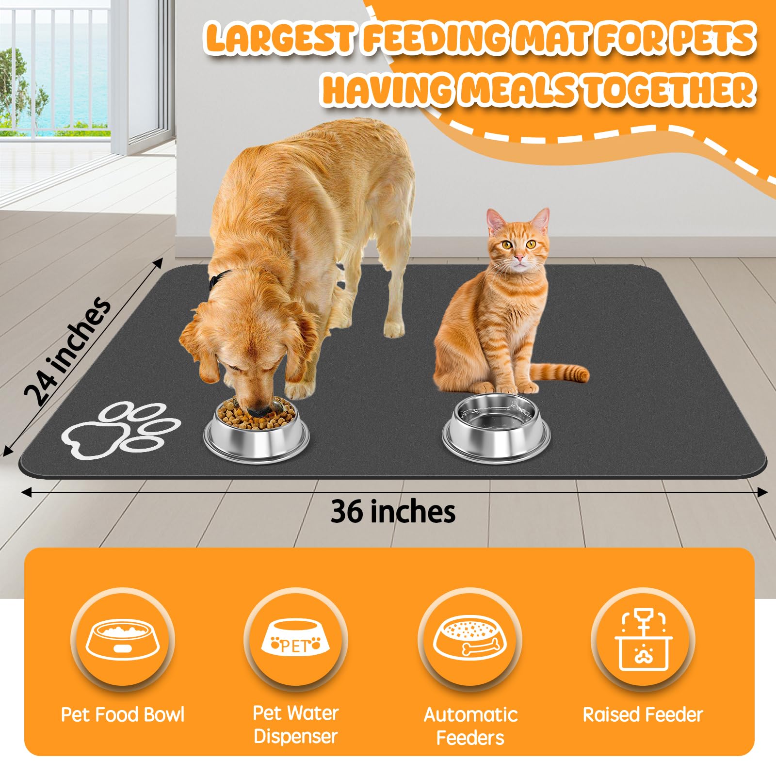 Alfombrilla yuzshin para comida, base antideslizante, ideal para perros y gatos.