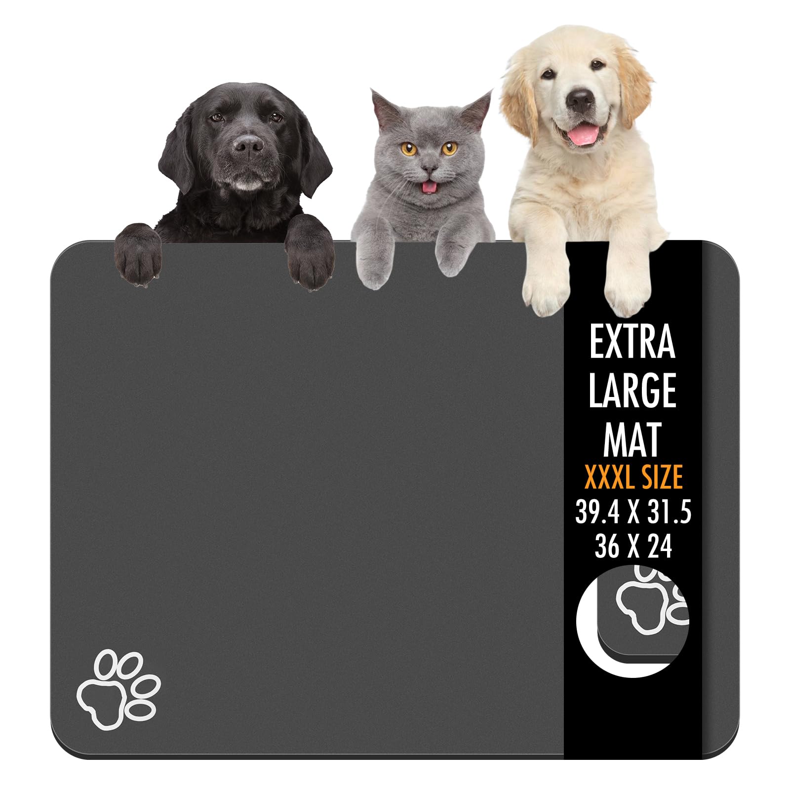 La alfombrilla de alimento Yuzshin 36x24 absorbe derrames para perros y gatos.