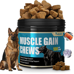 YWUJID masticables para perro con sabor salmón que apoyan el desarrollo muscular.