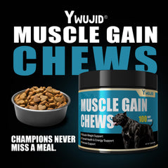 YWUJID proteína whey en masticables para perro favorece la masa muscular.