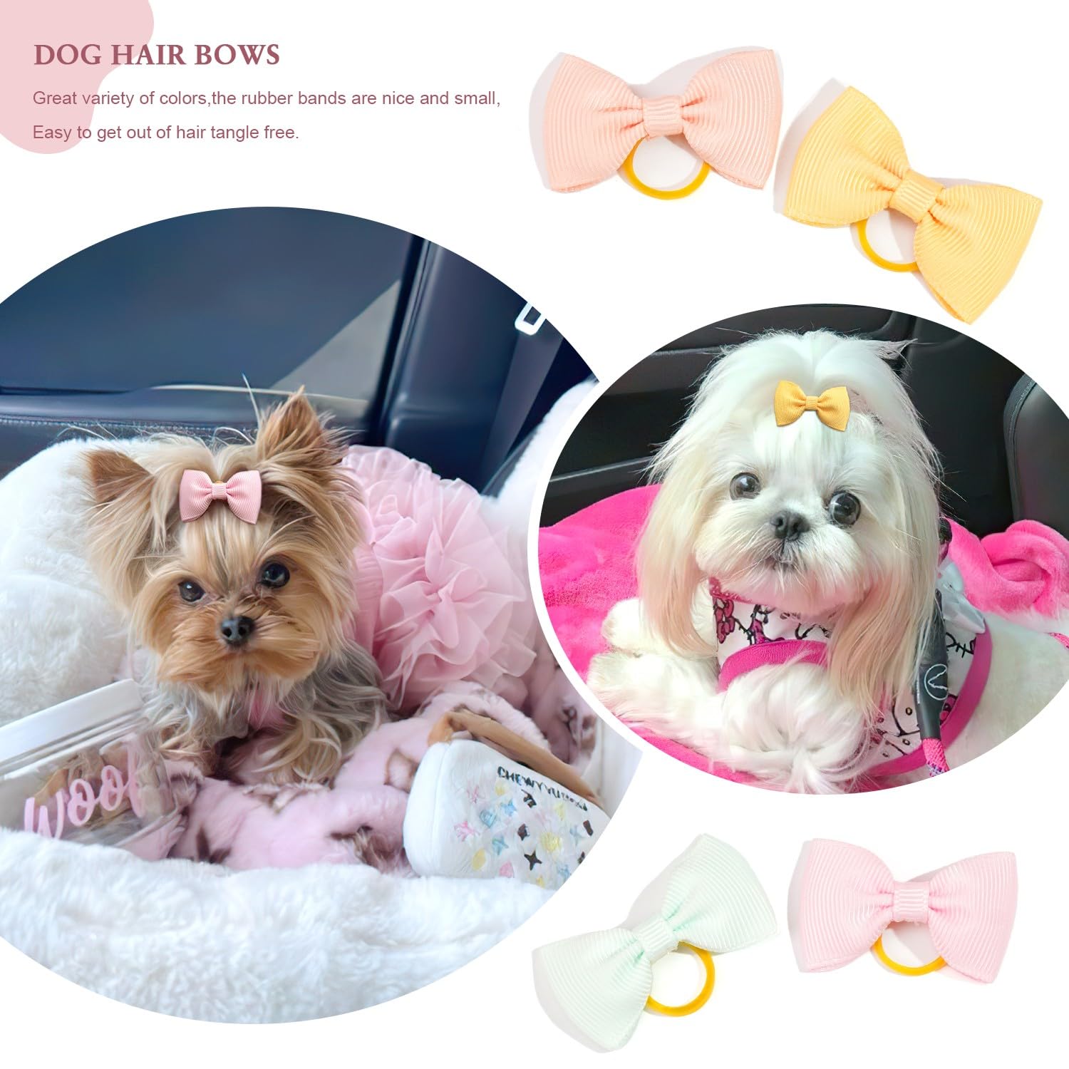 Lazo Yxiang con lunares rosas para perros pequeños, combina con cualquier conjunto.
